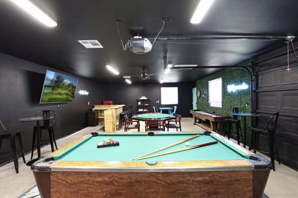 Detached Garage Game Room in Backyard