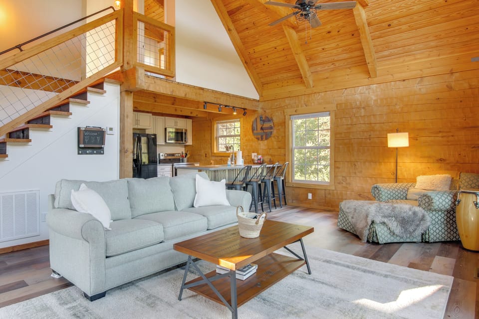 Living Room | Smart TV | Electric Fireplace | Deck Access