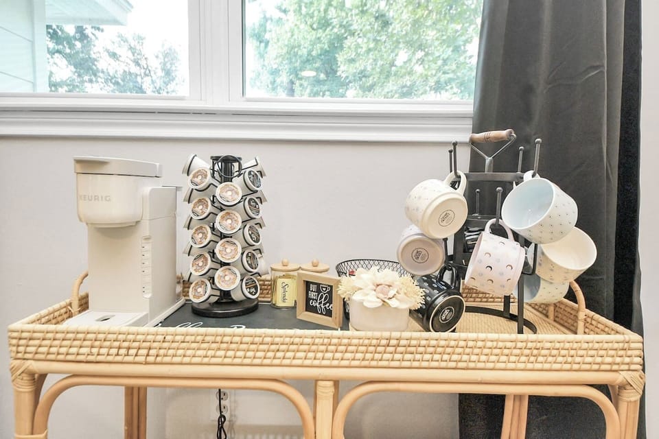 Coffee cart in bedroom #4 - the primary bedroom downstairs.