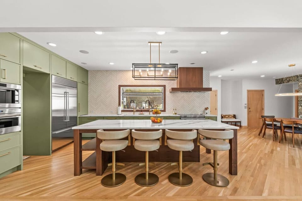Spacious and updated kitchen with all new appliances and plenty of seating.