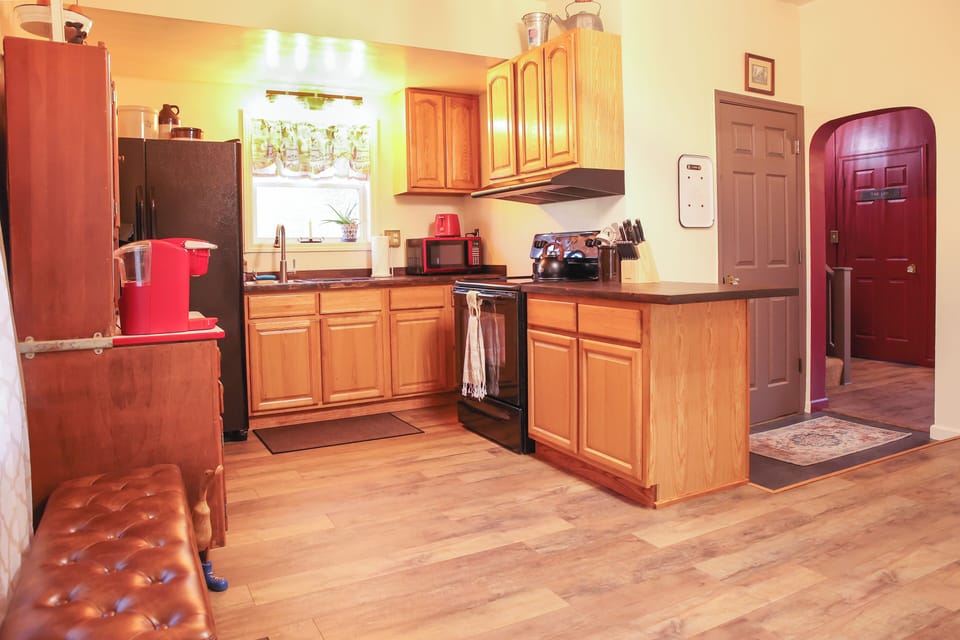 A cozy kitchen with the comforts of home