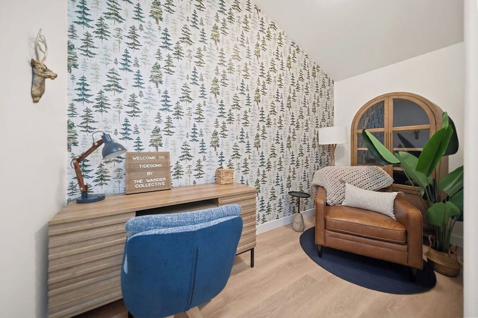 Office with desk and printer-no views to distract you!