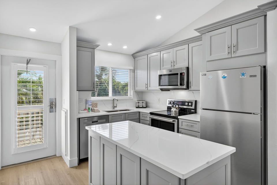 Modern kitchen with stainless steel appliances
