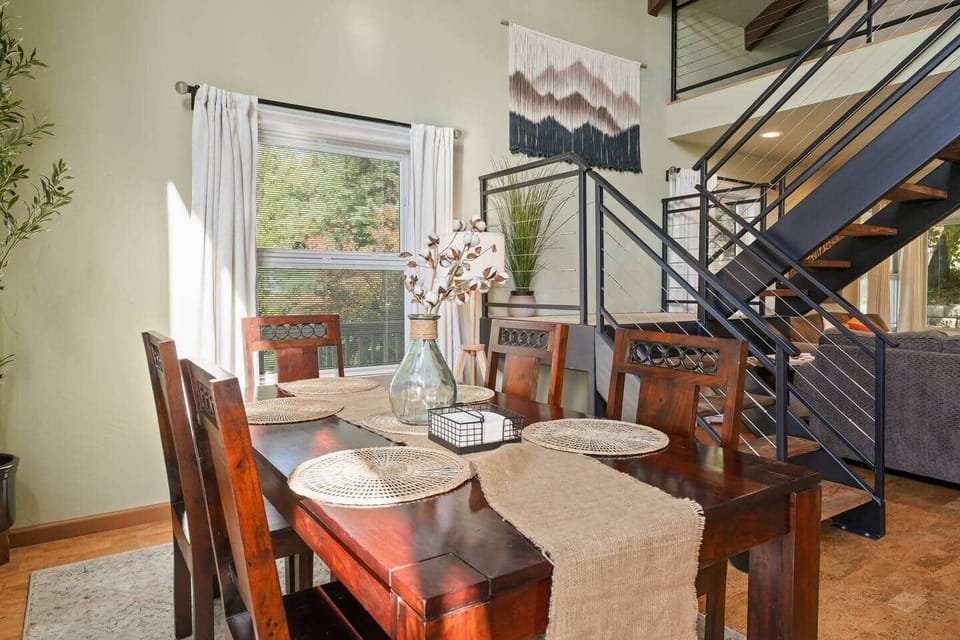 Dining room includes high end solid wood table and chairs. Seating for 6.   