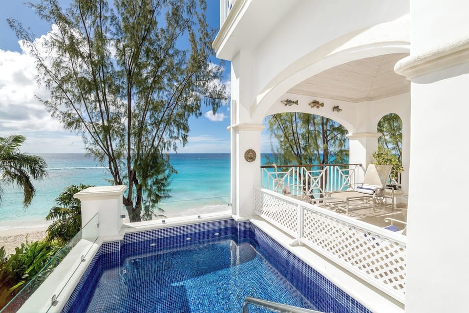 Private plunge pool with sea views