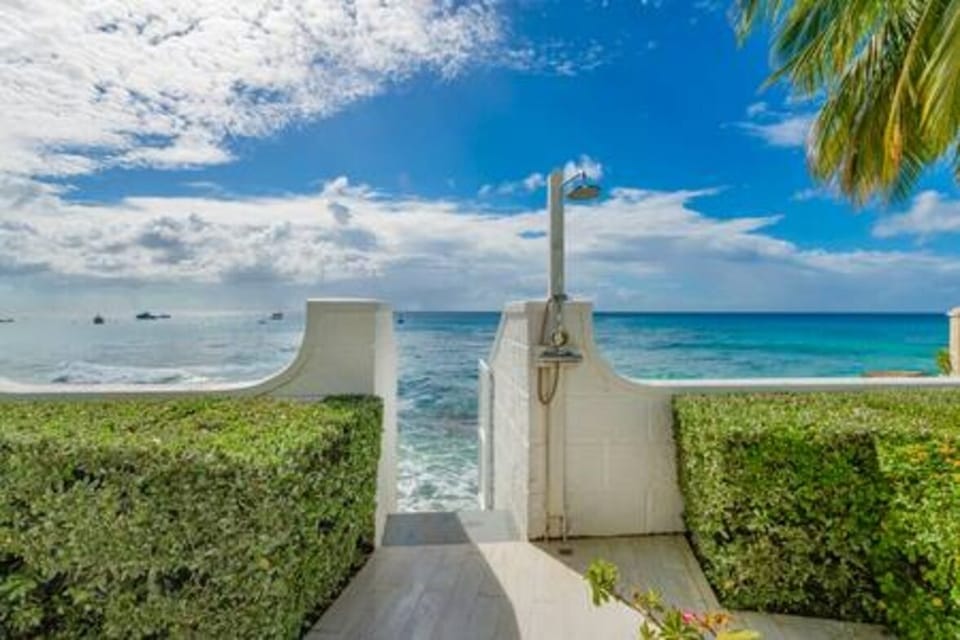 The beach fronted property comes with beach sun loungers and direct access to the beach area.