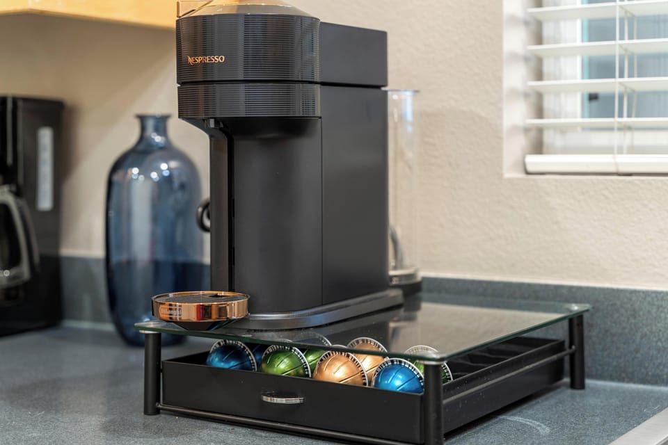 Fuel your mornings with our premium Nespresso coffee station.