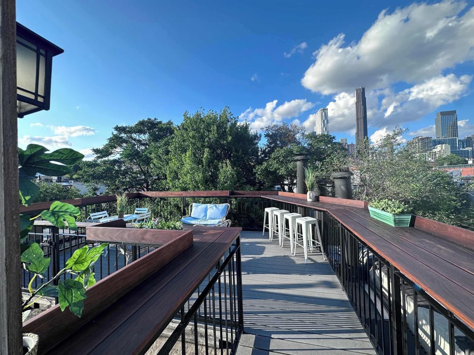 Roof terrace with views including the Freedom Tower and views of ever developing Downtown Brooklyn