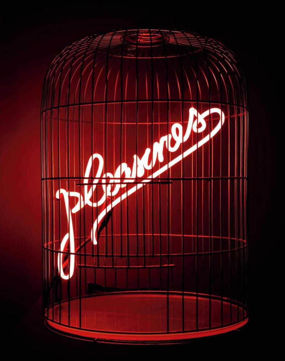 Neon 'Pleasures' sign by Olivia Steele