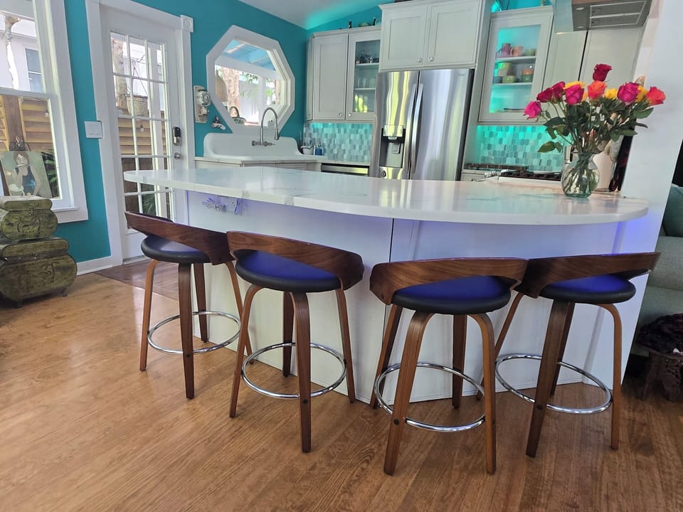 Counter seating for four.