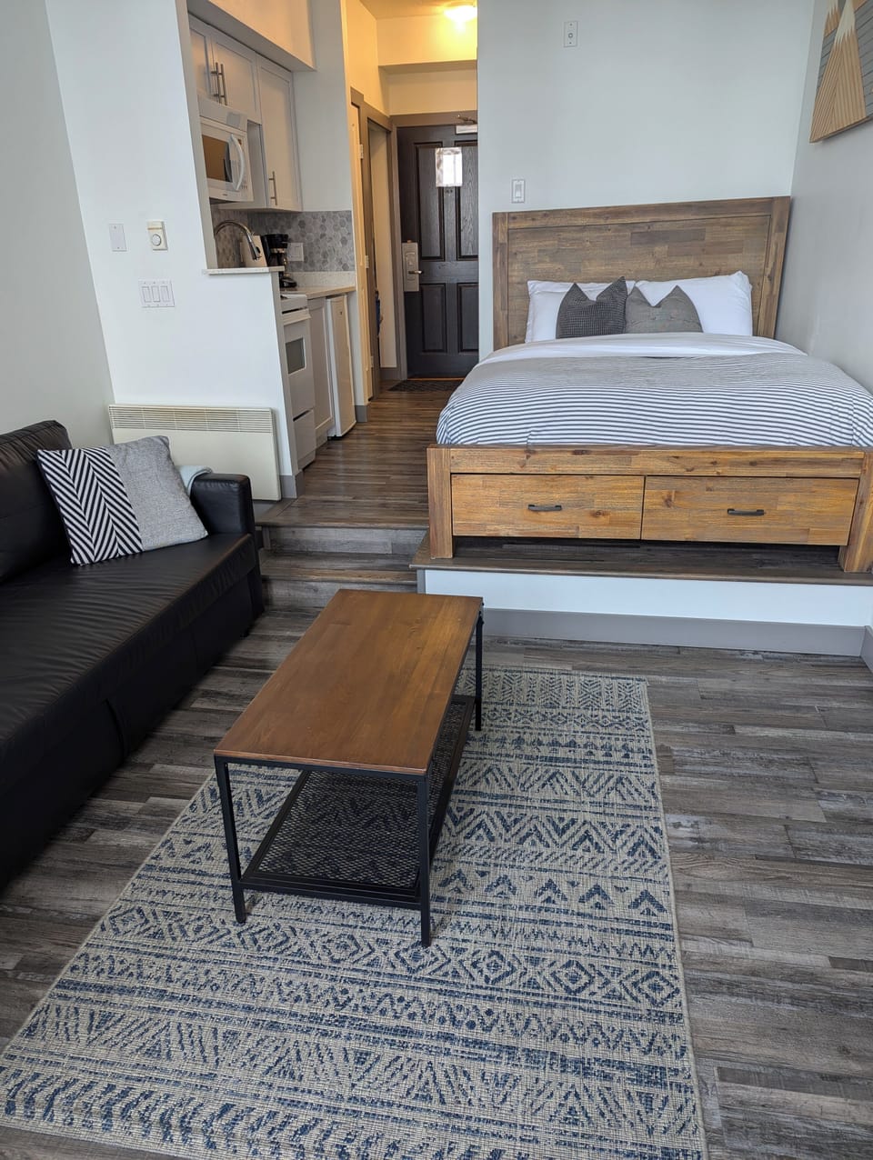 Queen bed, kitchen, sofa bed