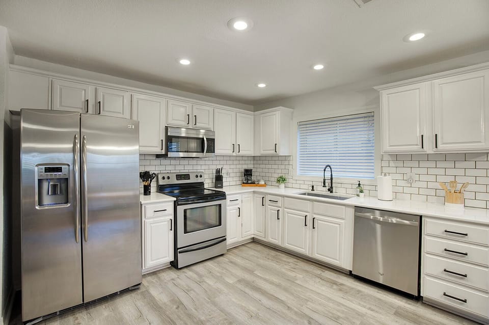 Fully stocked kitchen with new appliances