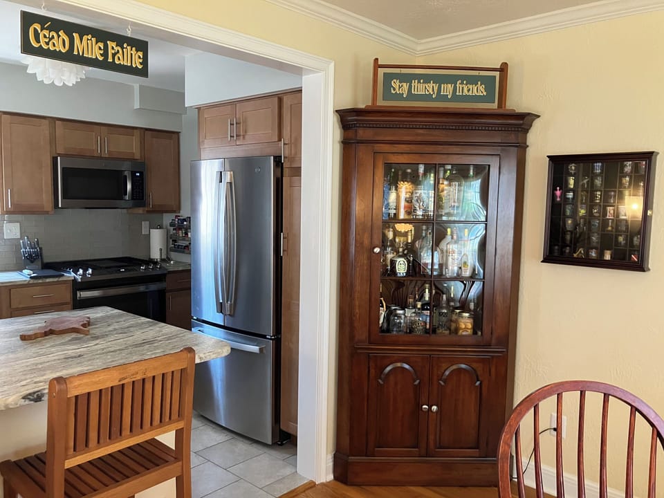 From within the dining room looking across to the kitchen.