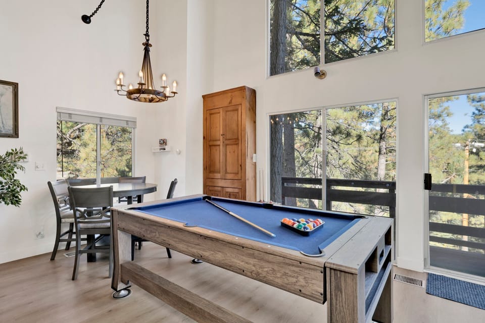 Pool table and dining area