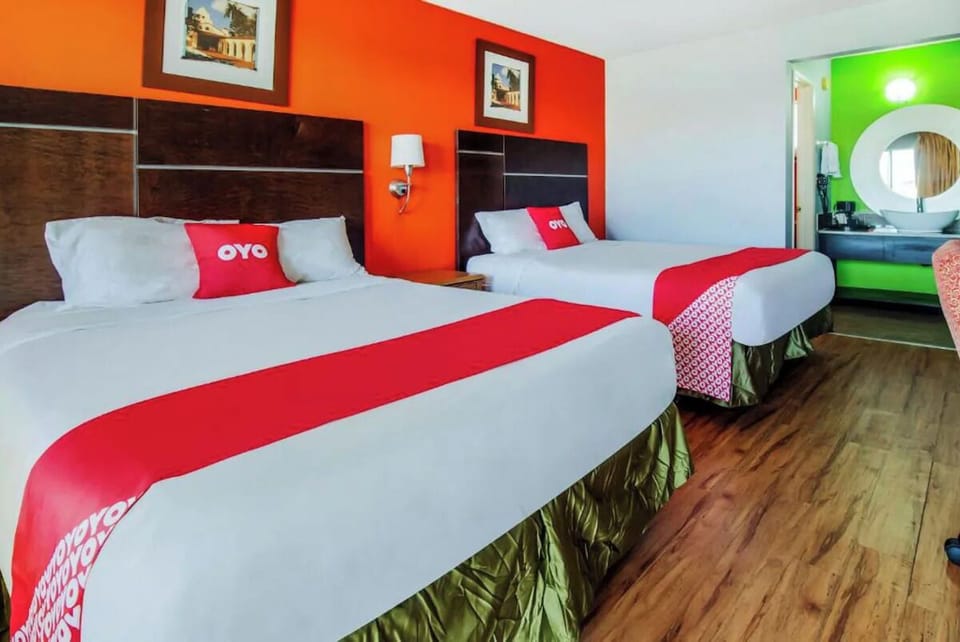 Sleep soundly with two comfy beds and open floor space.