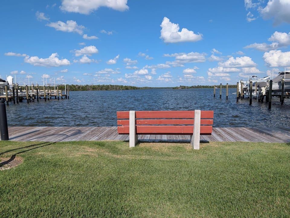 Ocean Harbor Waterfront Bench, Enjoy Watching Boats Drift By
