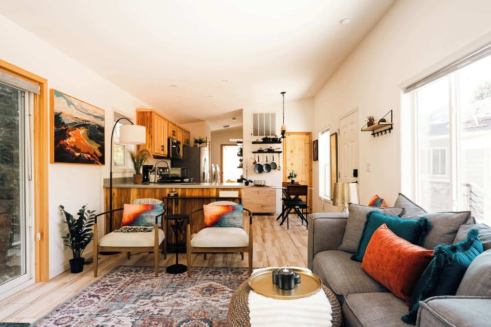 Living area and kitchen