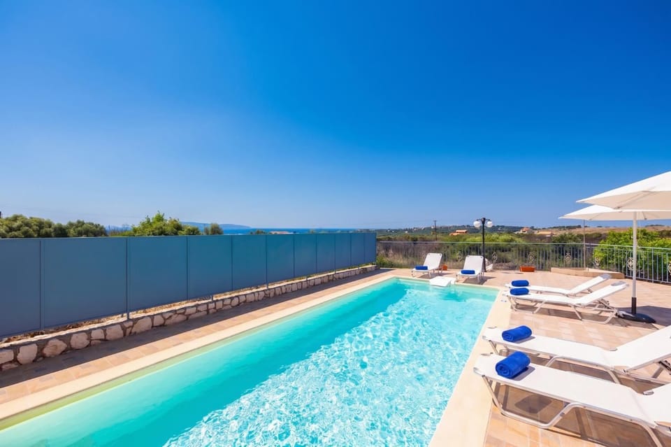 Private pool and terrace with sea views