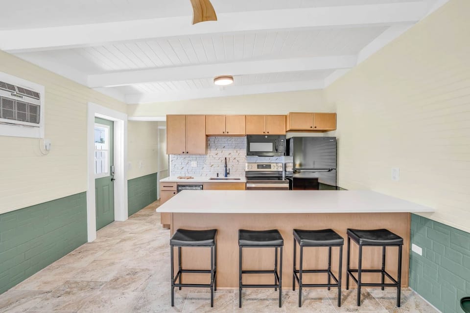 Kitchen island and dining area