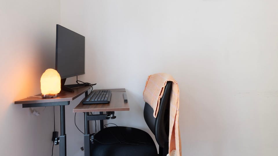 A minimalist home office setup—perfect for remote work or catching up on emails.
