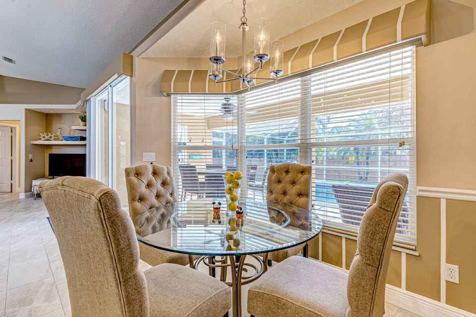 Dining table seats four