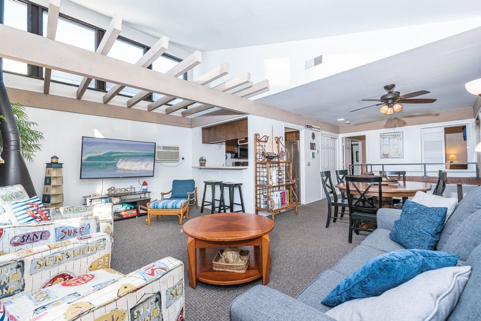 The bright, beach-inspired décor instantly sets the tone for a relaxed, carefree stay
                