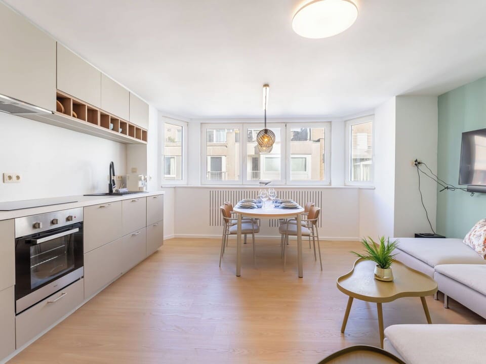 Interior Design, Flooring, Furniture, Floor, Wood, Ceiling, Wood Flooring, Light Fixture, Room, Countertop