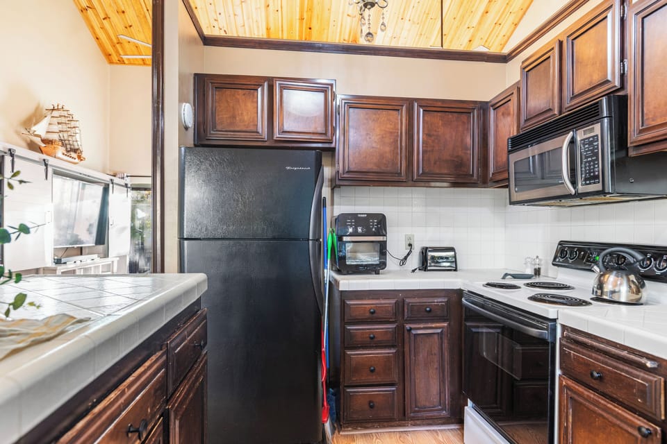 Kitchen stocked with essentials.