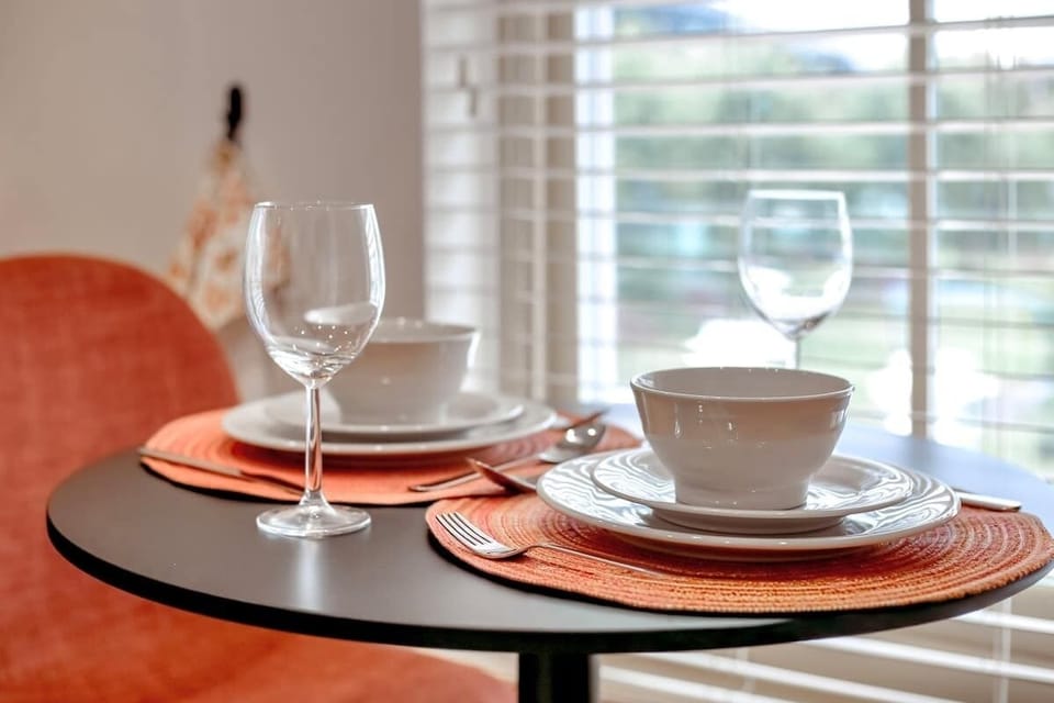 Glasses, utensils, plates
