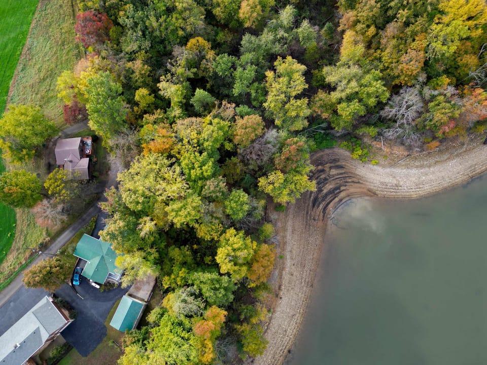 Sunfish Cove is the topmost home in this photo, a short walk from lake access. 