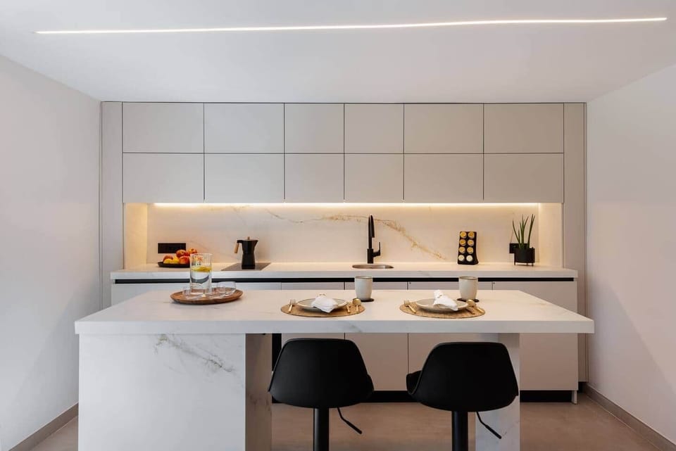 Kitchen island with seating for 2 and plugs