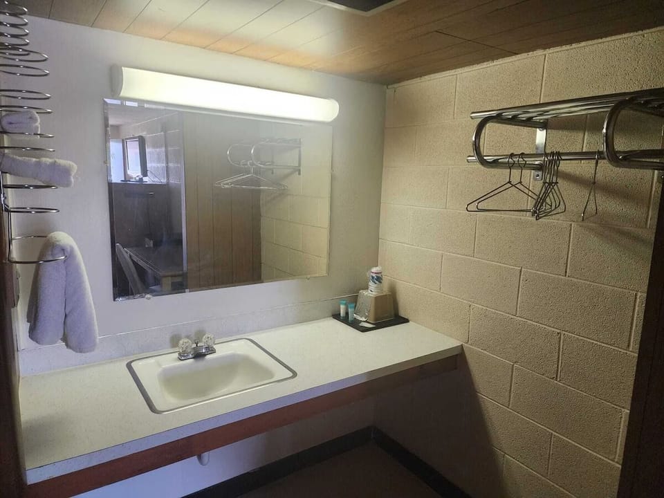 Start your morning feeling fresh at the bright vanity.