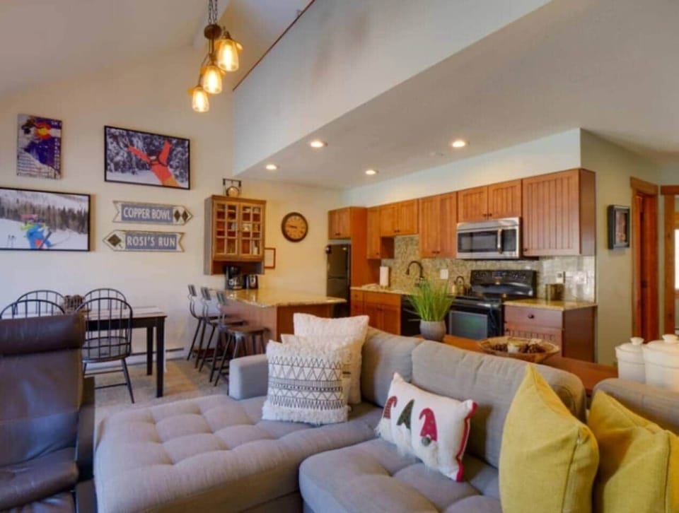 Open concept kitchen and living space.