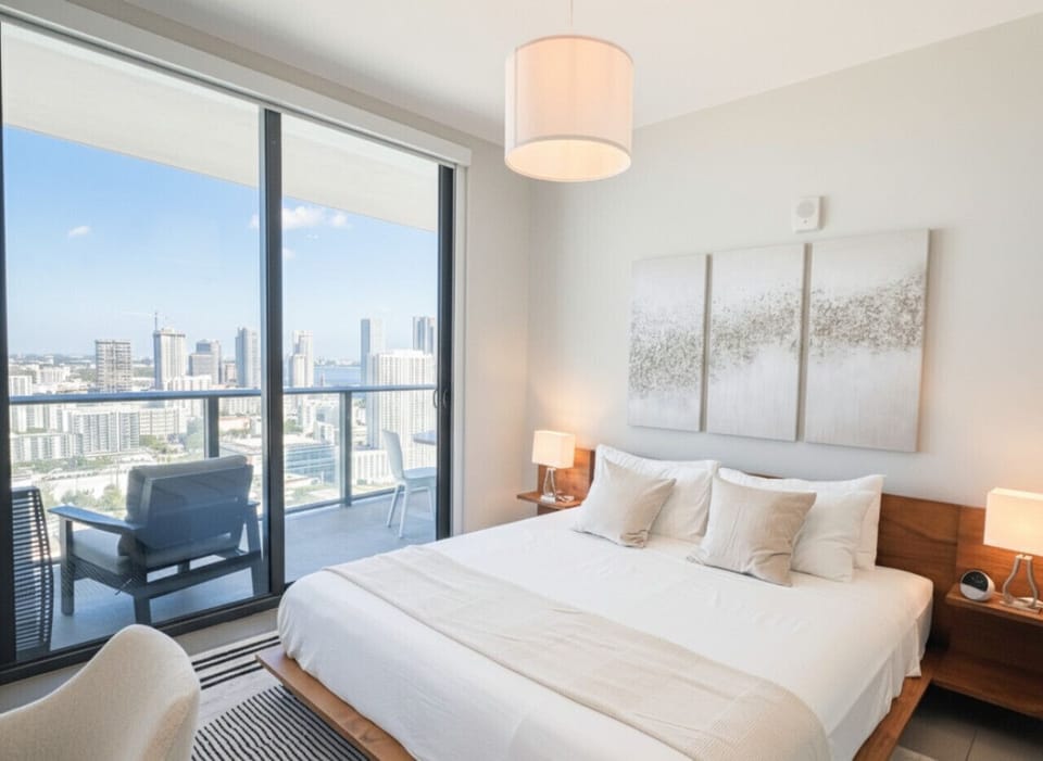 Bedroom: Spacious and elegantly designed bedroom with direct balcony access — offering the perfect balance of comfort, natural light, and inspiring city views.