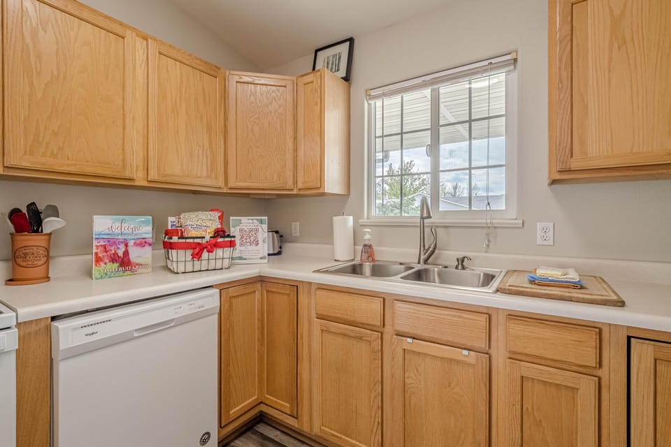 Bright kitchen with ample storage and natural light