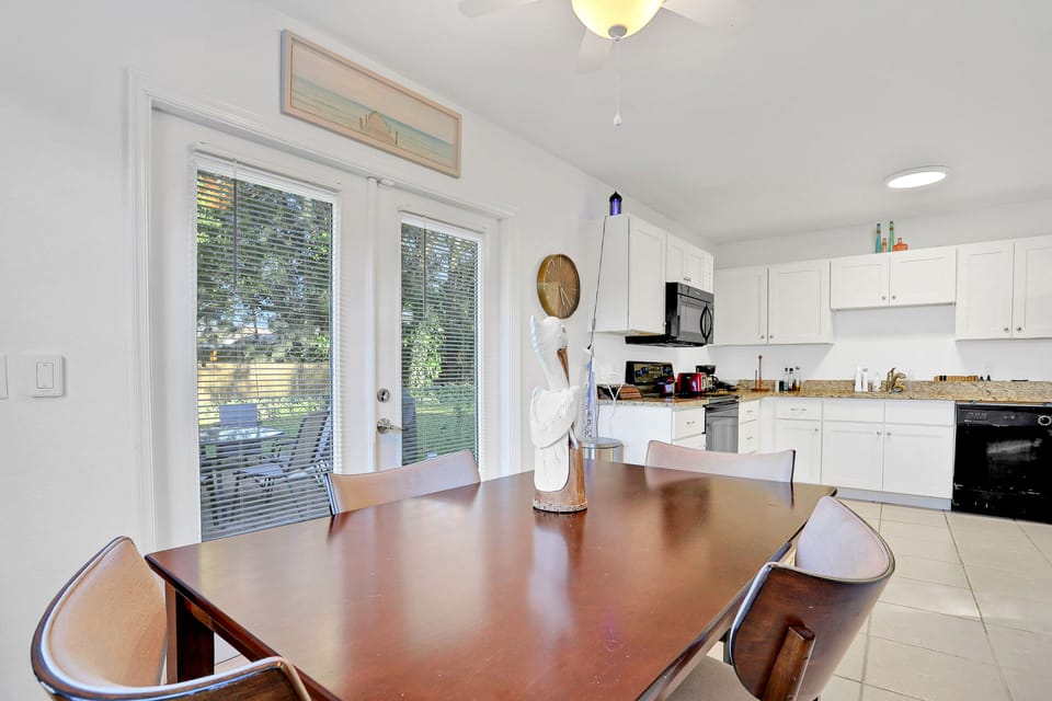 Dining table seats four