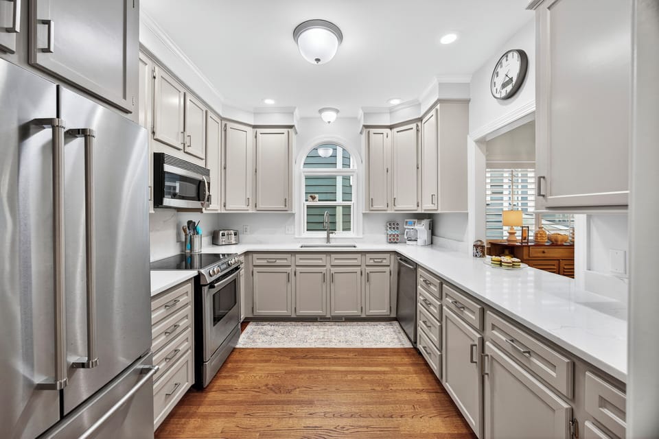 Modern kitchen with stainless appliances