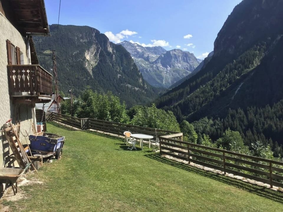 Vue de notre jardin, totalement privatif et non partagé. En contrebas il y a un sentier de randonnée qui descend au village du Planay.