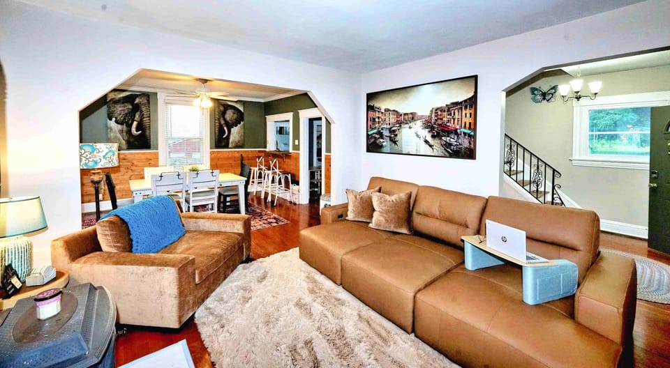 Couch seats pull out for your comfort or extra sleeping space.