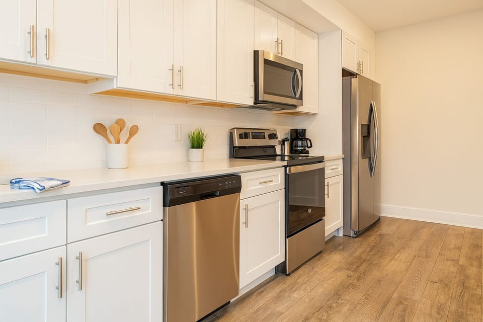 Fully equipped kitchen with all essentials for home-cooked meals.