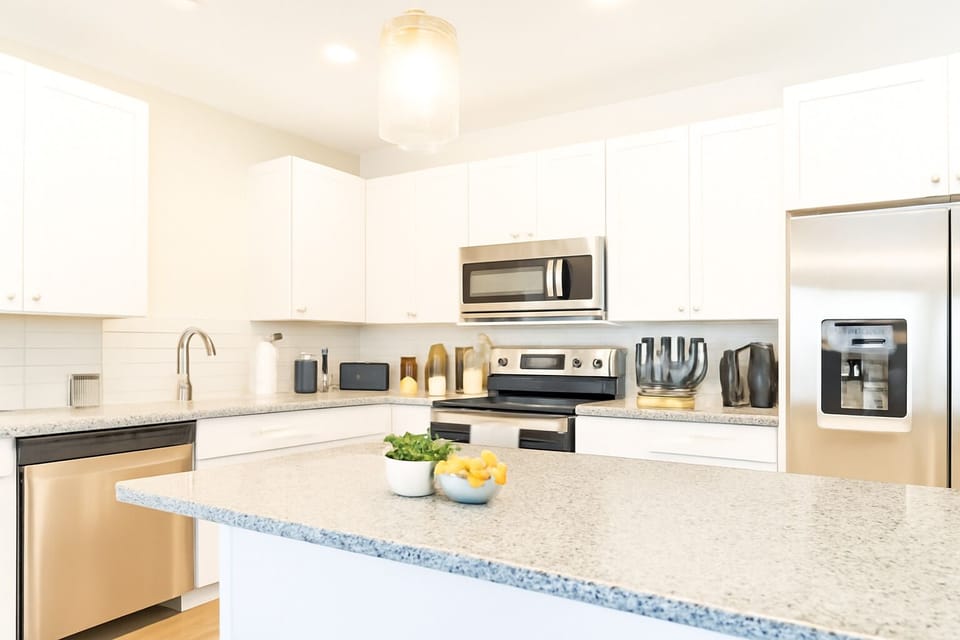 Cook up a storm in the fully equipped kitchen stainless steel appliances, coffee maker, and all essentials to make you feel right at home