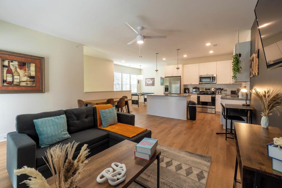 Relax and unwind in a spacious, cozy living room