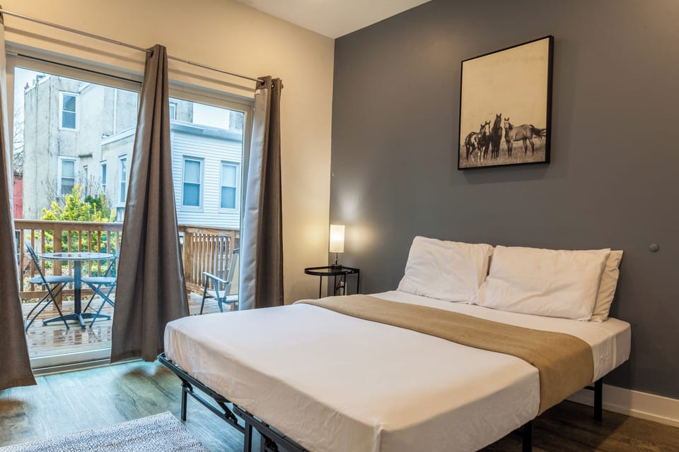 Experience modern elegance in our carefully curated bedroom. The tasteful décor , paired with soft lighting, creates a serene atmosphere for a restful night's sleep.   #UnwindAndRestore #BedroomComfort