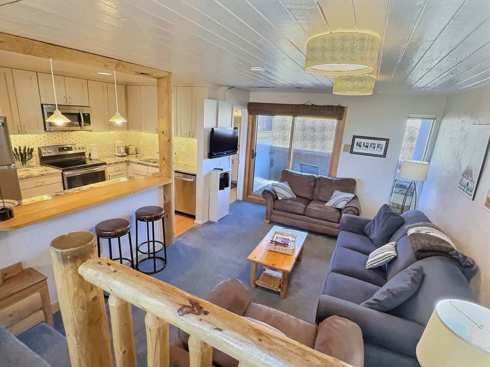 living area and kitchen