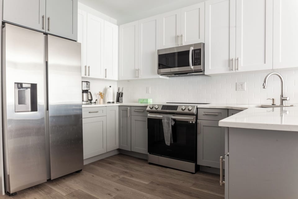Indulge your culinary skills in our modern kitchen, stocked with all the essentials for a delightful cooking experience #CookingInspiration #KitchenEssentials #ChefLife