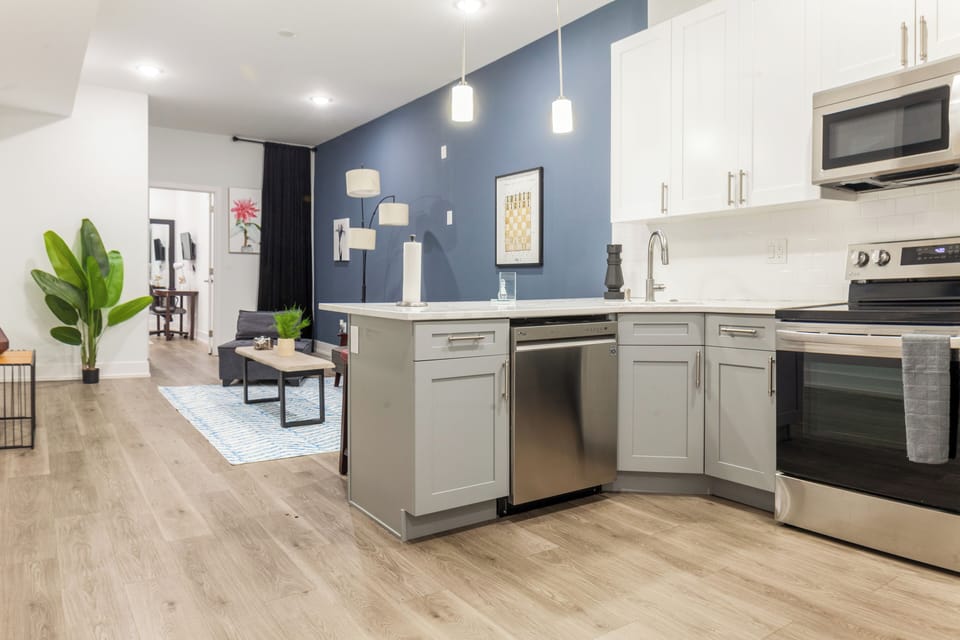 A welcoming kitchen with ample counter space.