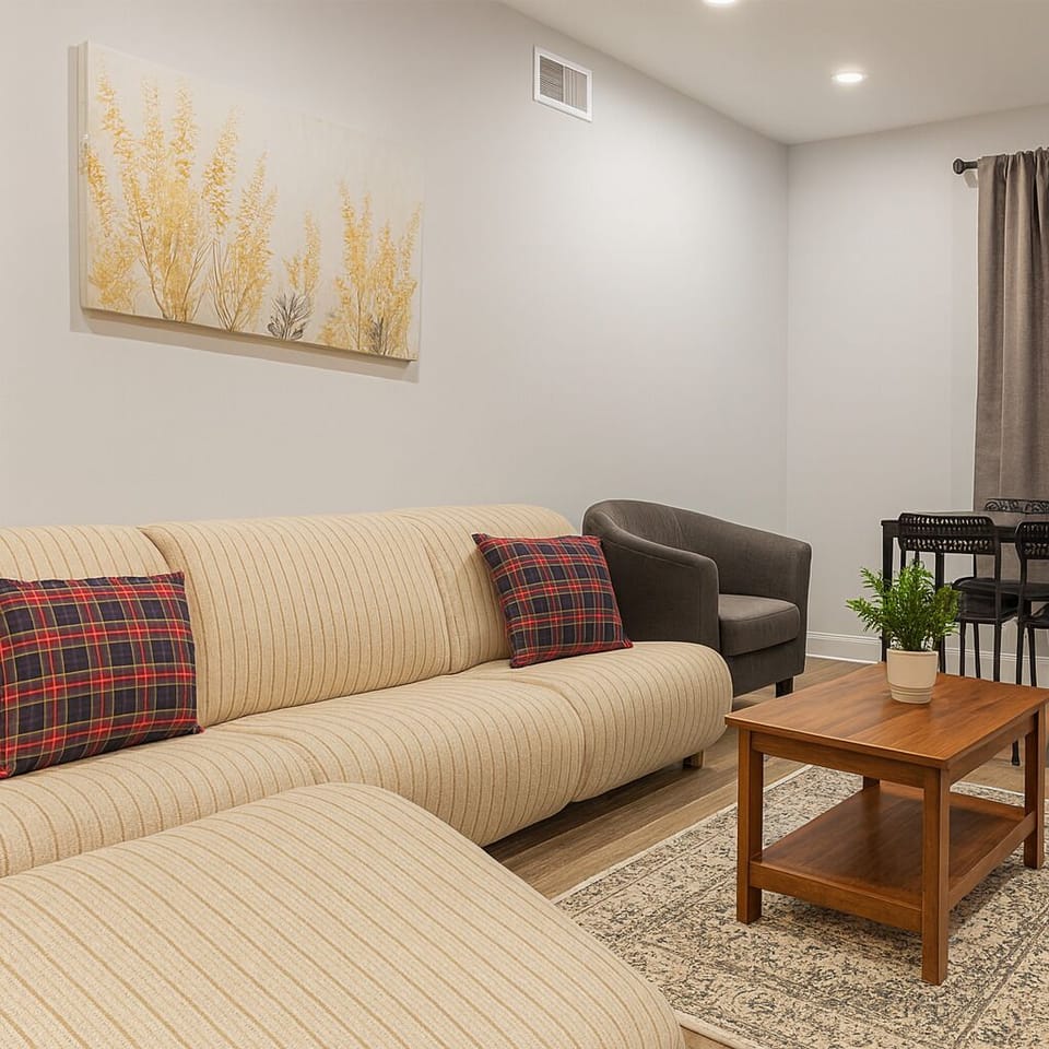 Clean, thoughtfully designed living room providing a perfect balance of comfort and style.