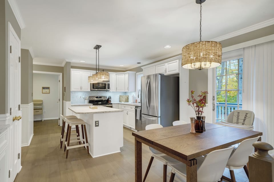 A fully stocked, eat-in kitchen with plenty of storage and an open layout