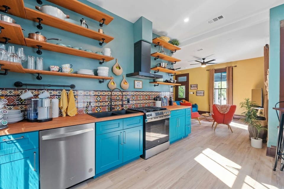 modernized interior with oil painting color tone to match its historical charm
