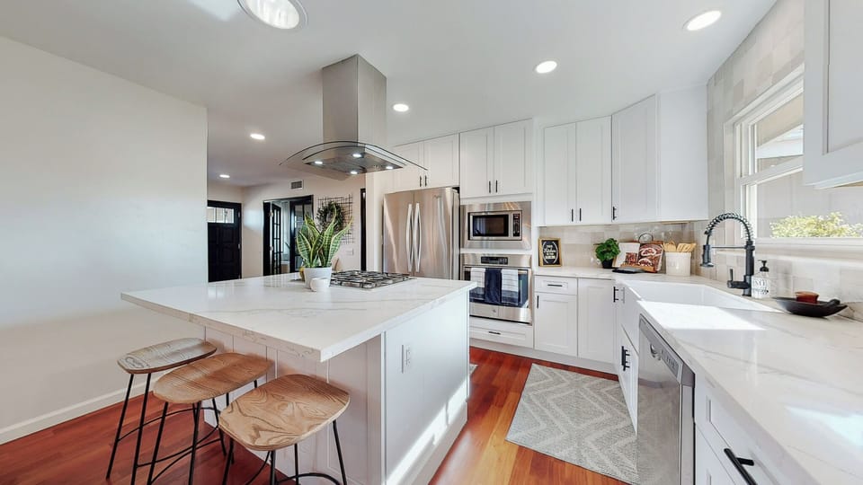 Spacious countertop for culinary convenience.